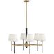 Saunders 6 Light 30 inch Black with Lacquered Brass Chandelier Ceiling Light