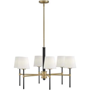 Saunders 6 Light 30 inch Black with Lacquered Brass Chandelier Ceiling Light