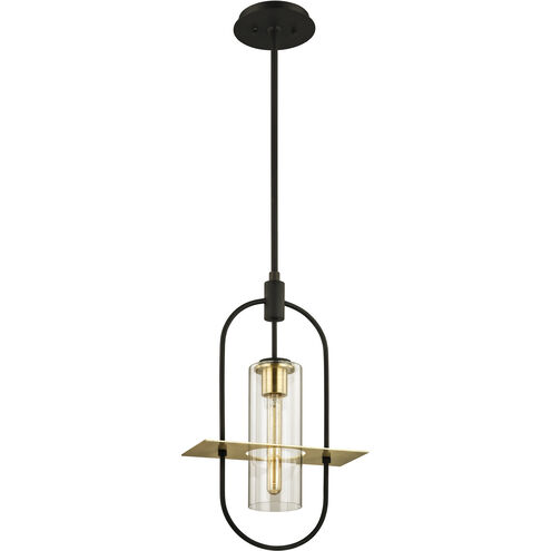 Smyth 1 Light 12.5 inch Dark Bronze And Brushed Brass Outdoor Pendant
