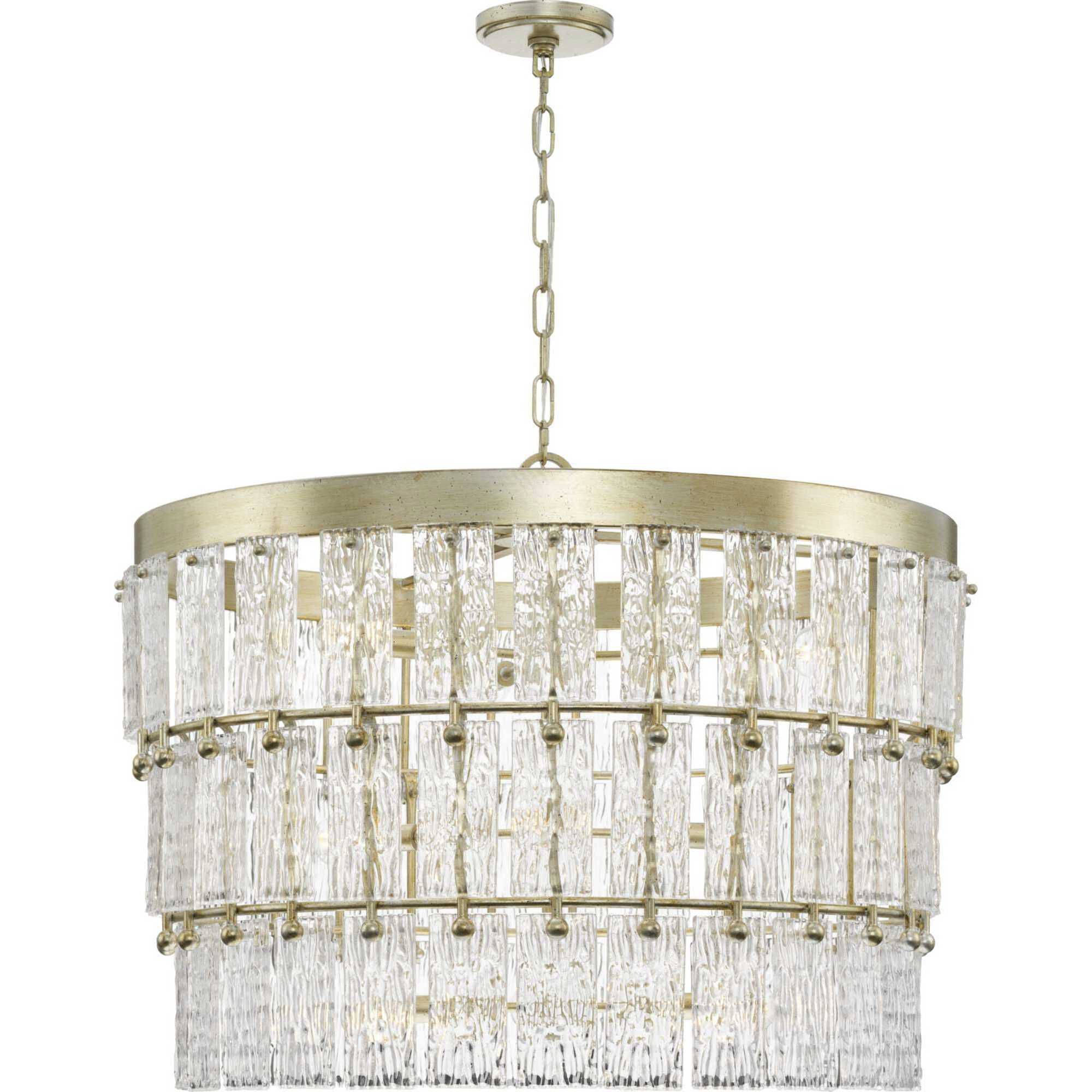 Chevall 9 Light 32 inch Gilded Silver Chandelier Ceiling Light, Design Series