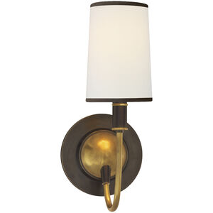 Visual Comfort Signature Collection Thomas O'Brien Elkins 1 Light 6 inch Bronze with Antique Brass Sconce Wall Light in Bronze and Hand-Rubbed Antique Brass, Linen with Black Trim TOB2067BZ/HAB-L/BT - Open Box