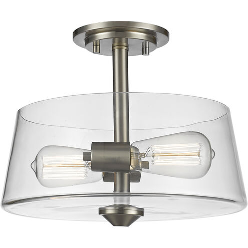 Annora 2 Light 12 inch Brushed Nickel Semi Flush Mount Ceiling Light
