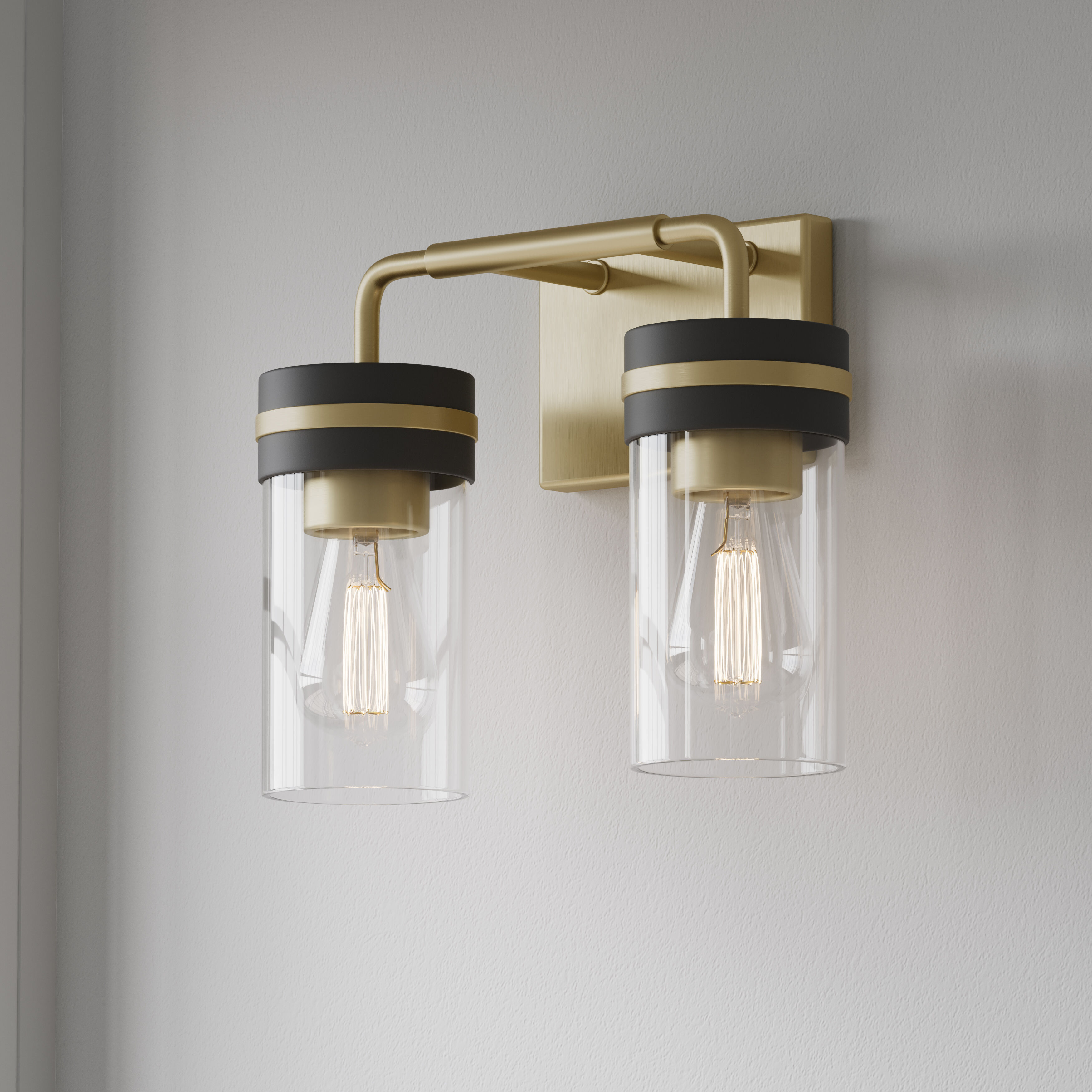 Marbridge 2 Light 12 inch Vintage Brass and Matte Black Bathroom Vanity Light Wall Light