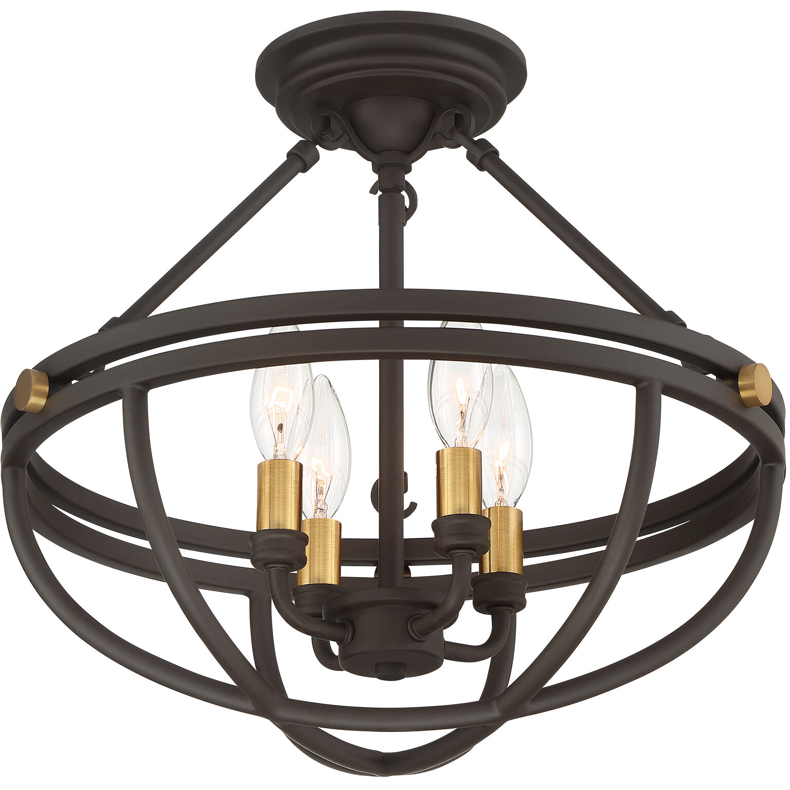 Sergeant 4 Light 16 inch Western Bronze Semi-Flush Mount Ceiling Light