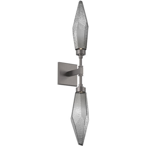 Rock Crystal LED 4.5 inch Graphite Indoor Sconce Wall Light in 3000K LED, Chilled Smoke, Double