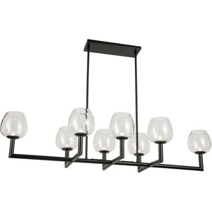 Nora 8 Light 51.25 inch Matte Black with Clear Horizontal Chandelier Ceiling Light