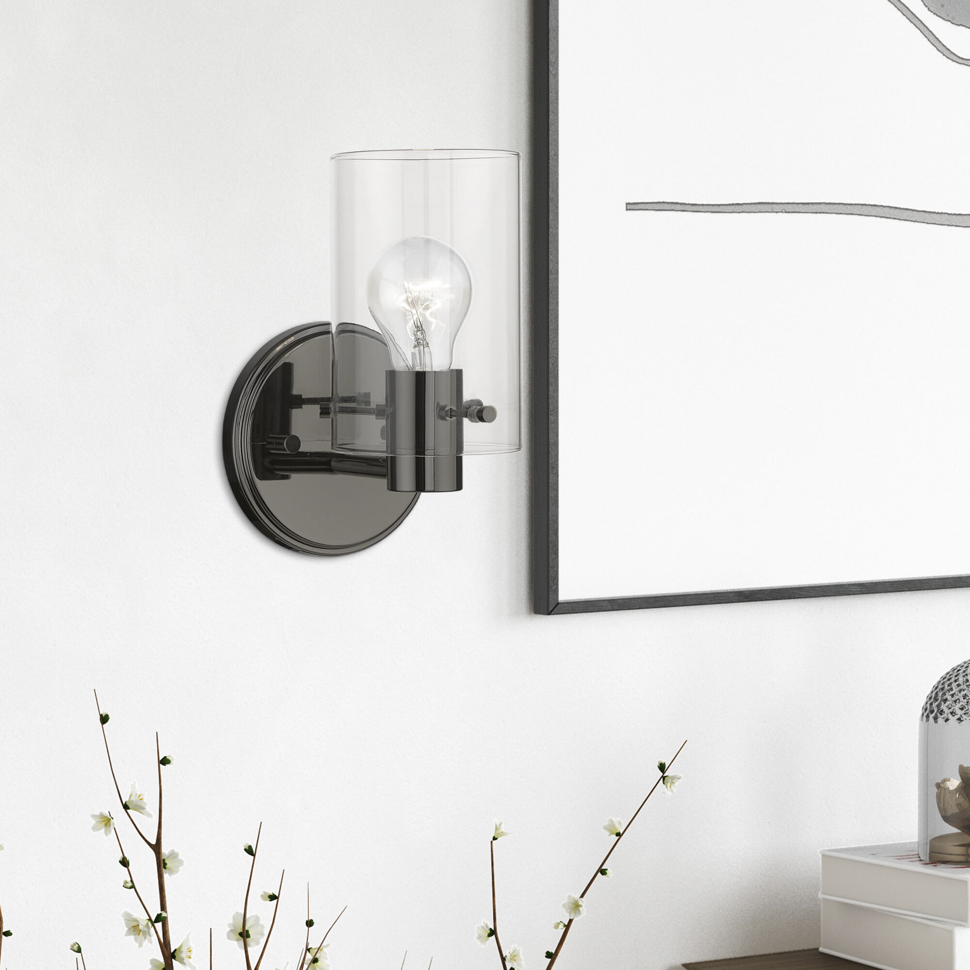 Munich 1 Light 5 inch Black Chrome Single Sconce Wall Light, Single