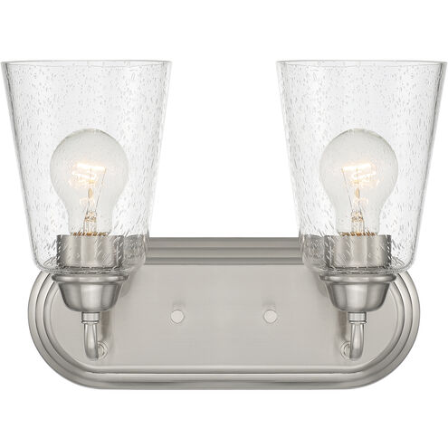 Zane 2 Light 12.5 inch Brushed Nickel Vanity Light Wall Light