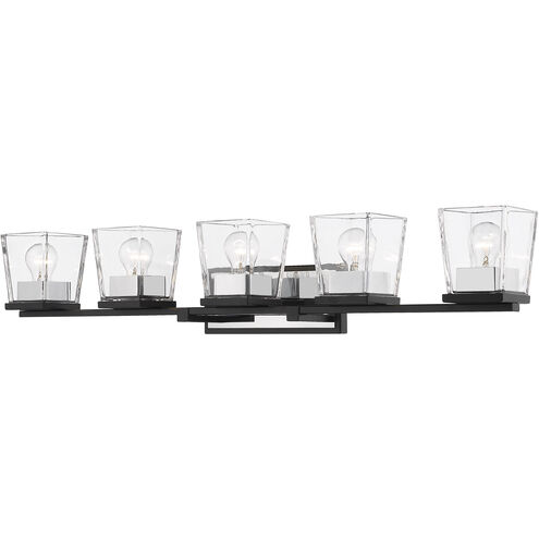Bleeker Street 5 Light 42.5 inch Matte Black and Chrome Vanity Wall Light