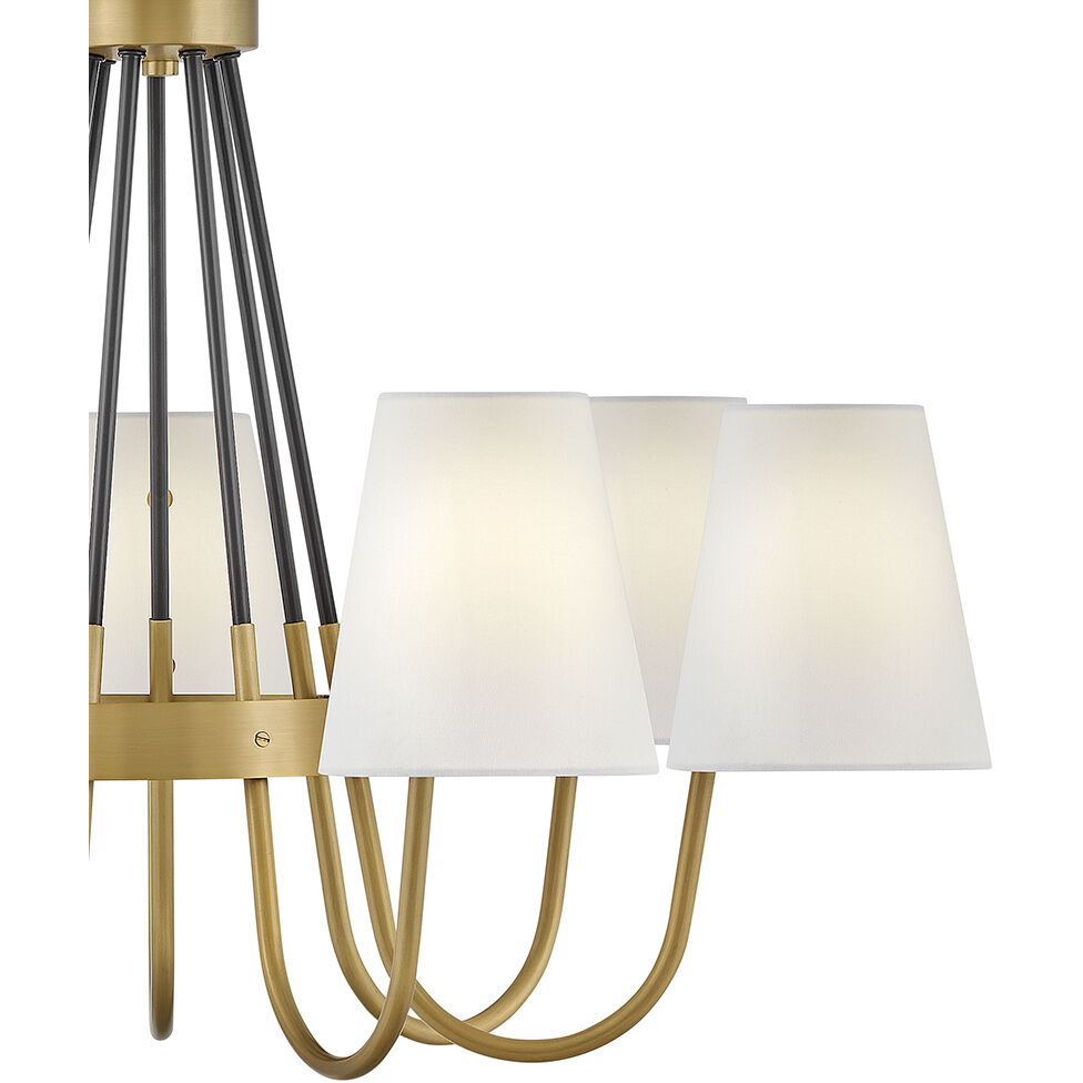 Aston 7 Light 33.25 inch Heritage Brass with Black Indoor Chandelier Ceiling Light