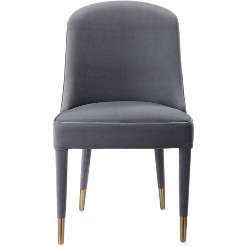 Brie Light Gray Velvet and Brushed Brass Armless Chairs, Set of 2