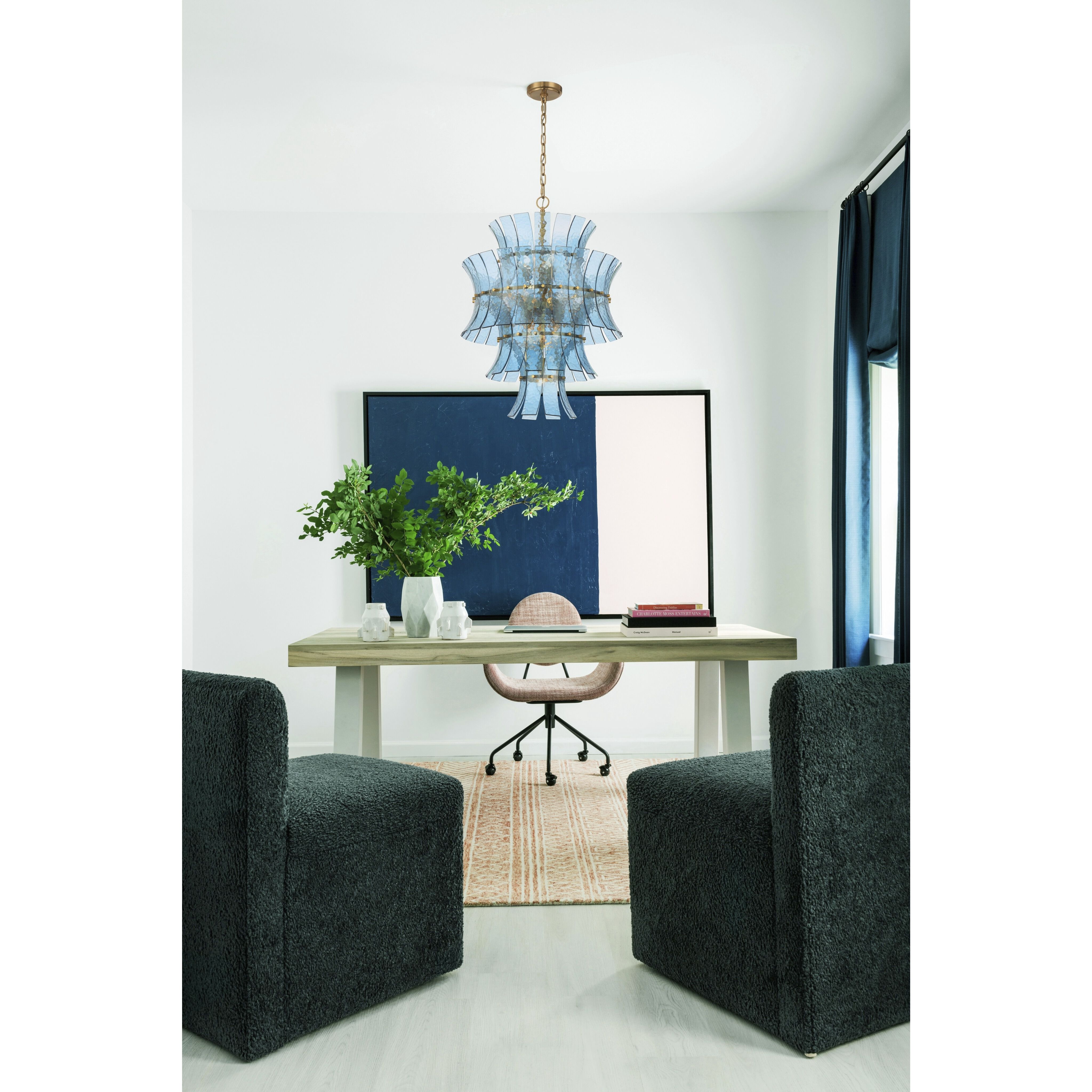 Abigail 13 Light 22.25 inch Aged Brass Chandelier Ceiling Light in Blue