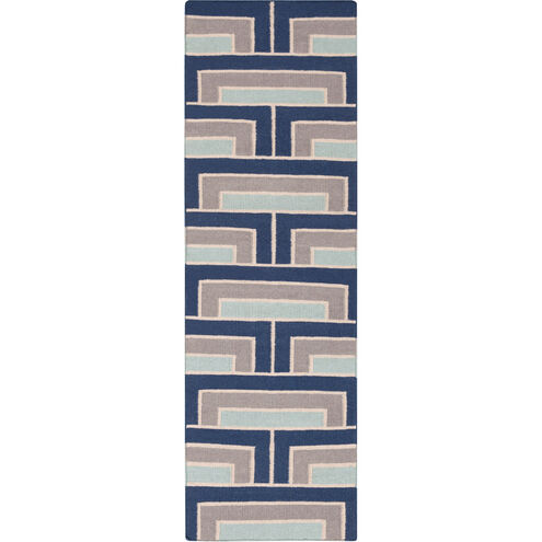 Paddington 96 X 30 inch Navy, Aqua, Medium Gray, Ivory Rug