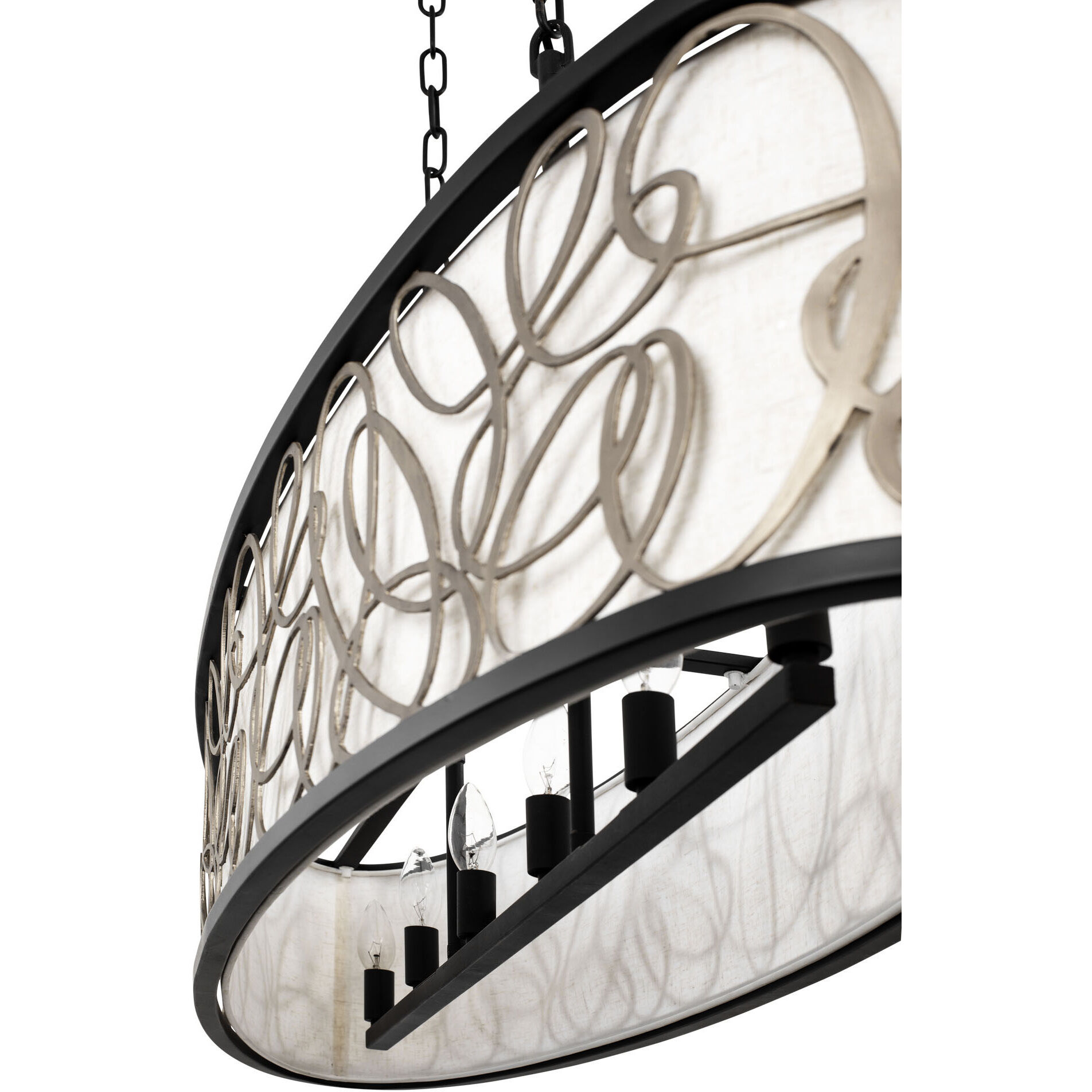 Scribble 6 Light 48 inch Matte Black with Artifact Linear Pendant Ceiling Light, Smithsonian Collaboration