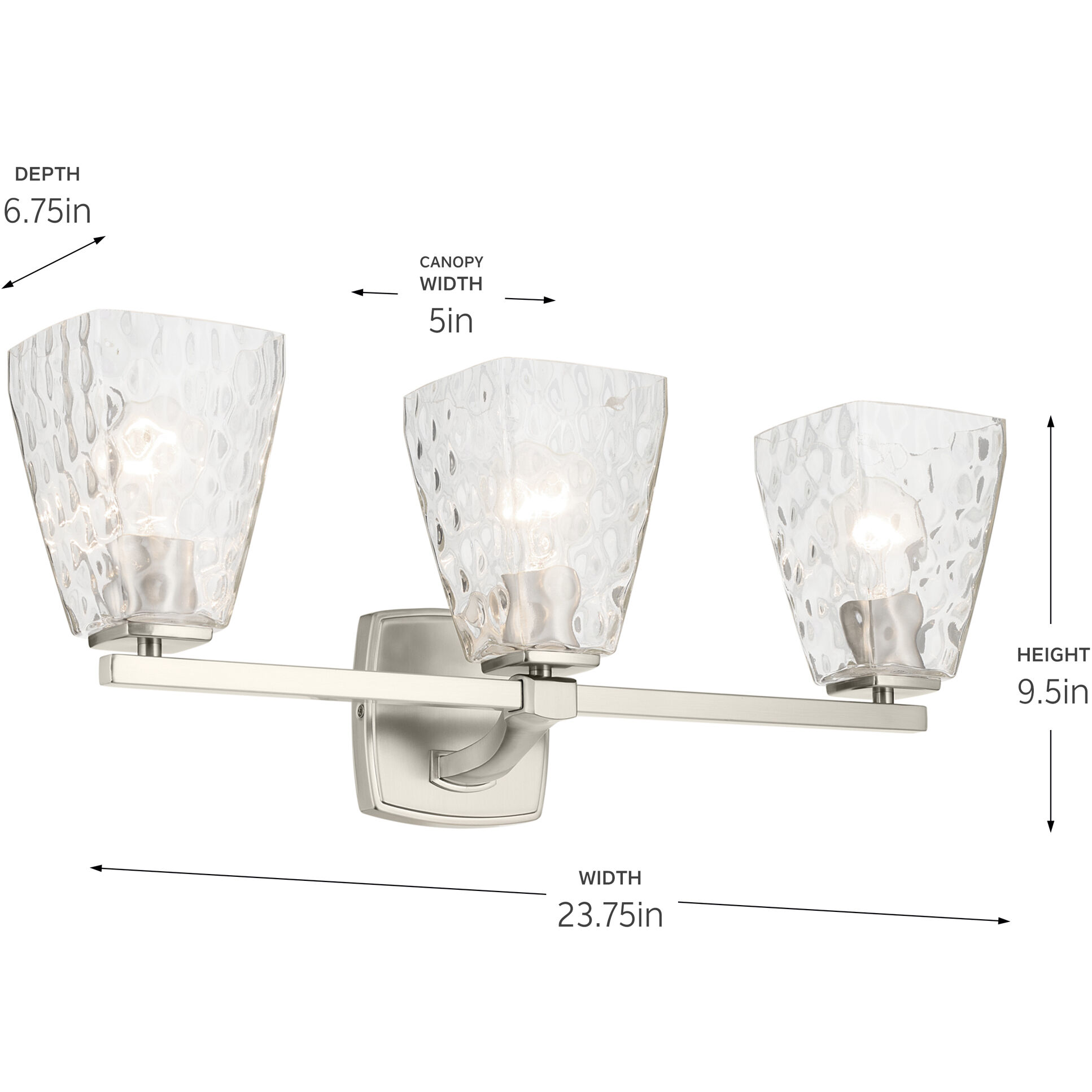 Marant 3 Light 23.75 inch Brushed Nickel Vanity Light Wall Light