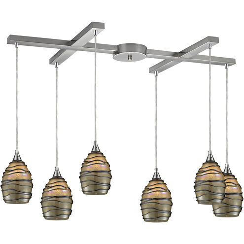 Vines 6 Light 33 inch Satin Nickel Multi Pendant Ceiling Light in Incandescent, Light Bar, Configurable