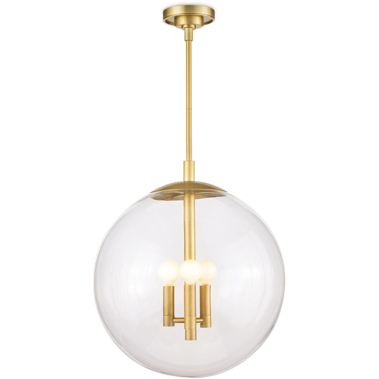 Cafe 3 Light 17 inch Natural Brass Pendant Ceiling Light, Medium