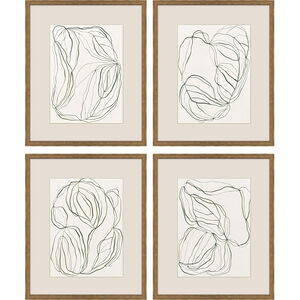 Linear Composition Green and Beige and Multi and Neutral Framed Art