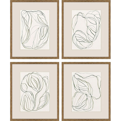 Linear Composition Green and Beige and Multi and Neutral Framed Art