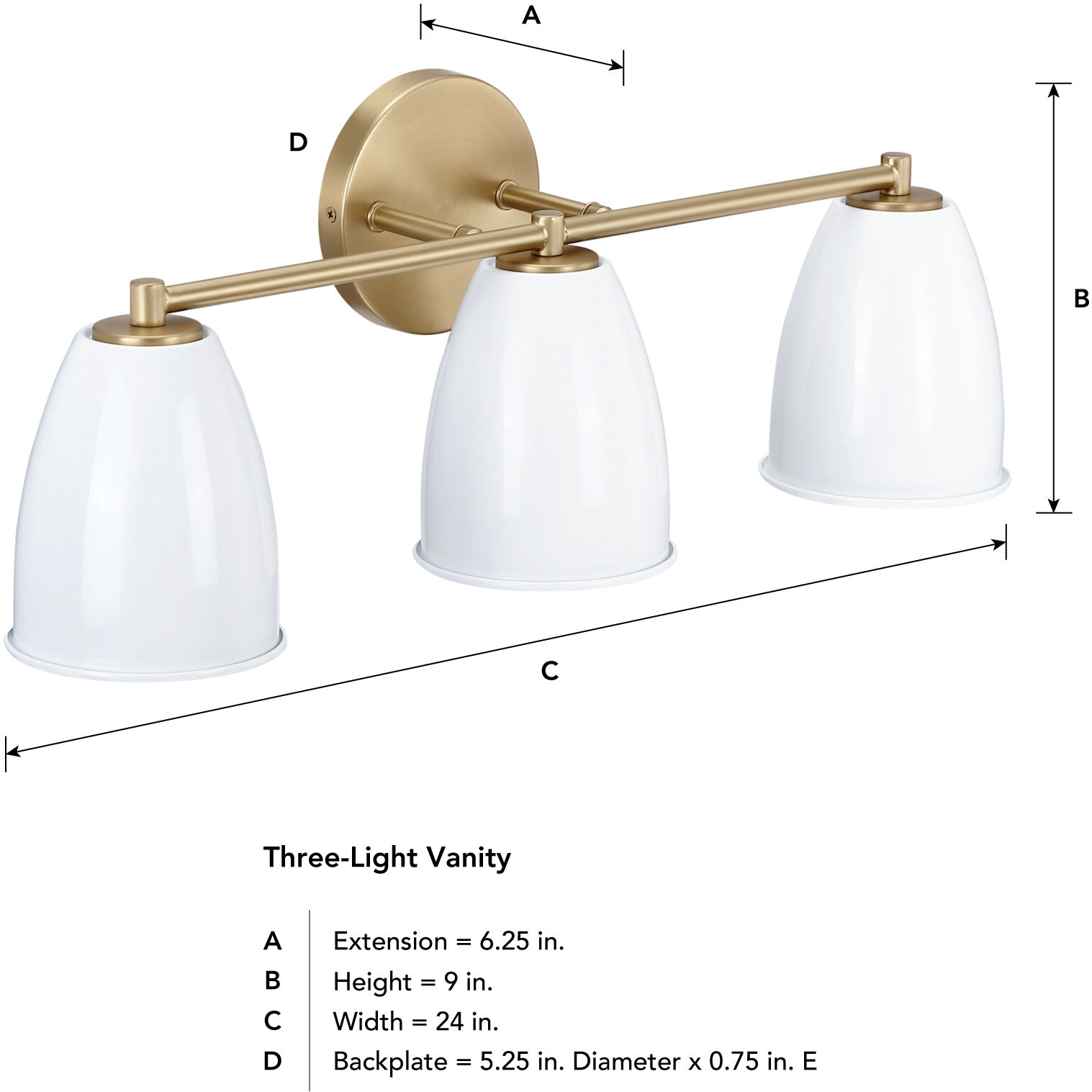 Biba 3 Light 24 inch Brushed Gold Vanity Light Wall Light