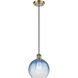 Ballston Brookhaven Globe 1 Light 7.88 inch Antique Brass Mini Pendant Ceiling Light in Sapphire Blue Glass