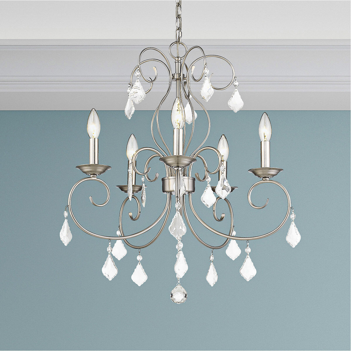 Donatella 5 Light 22 inch Brushed Nickel Chandelier Ceiling Light