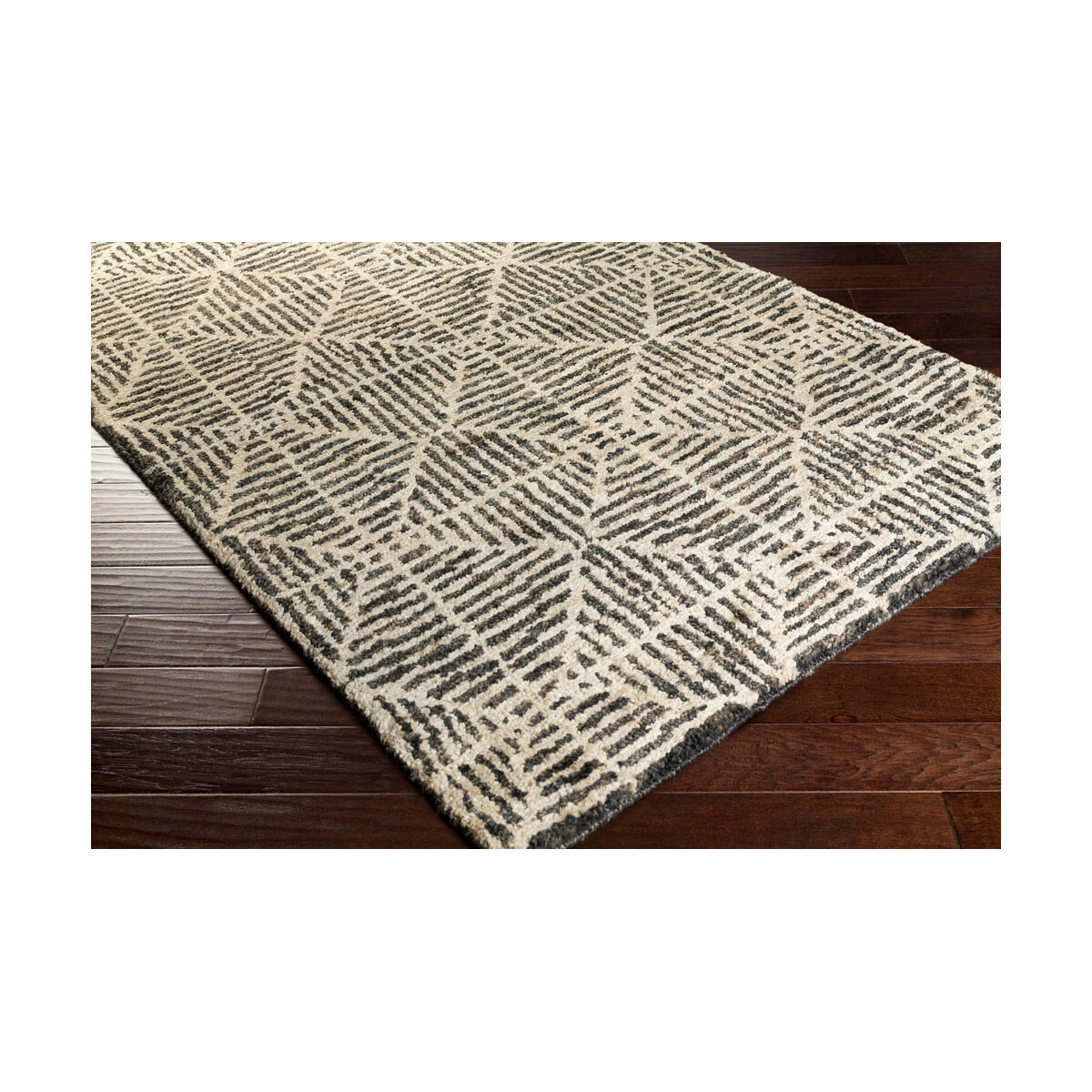 Bjorn 96 X 30 inch Black/Khaki/Dark Brown Rugs, Jute