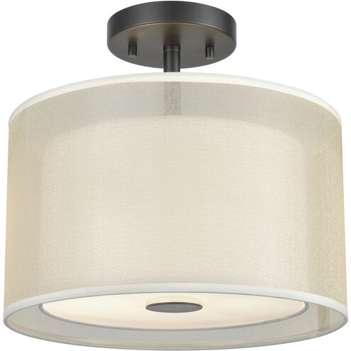 Ashland 2 Light 12 inch Matte Black Semi Flush Mount Ceiling Light