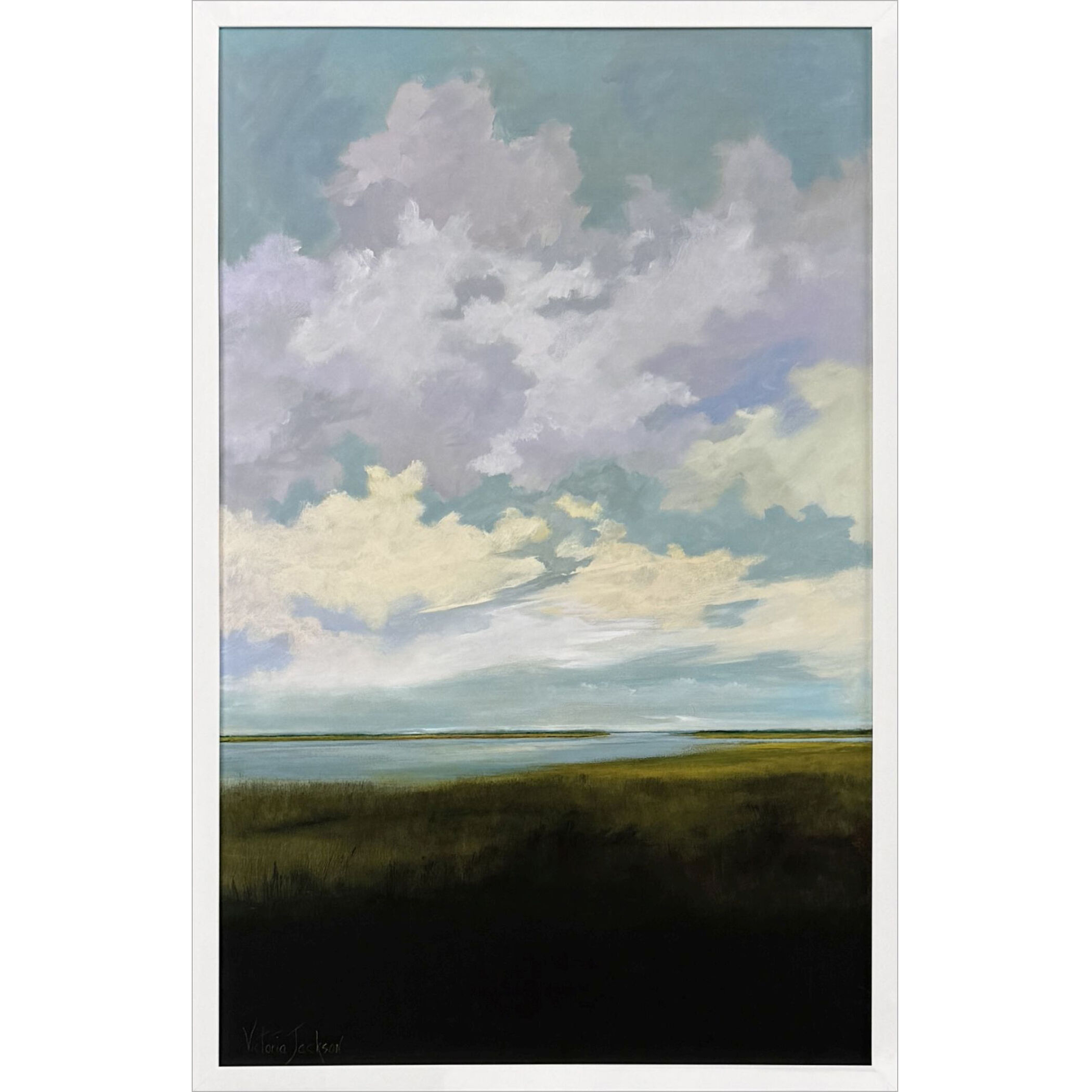 Beyond the Horizon Green and Blue and Multi and Purple Framed Art