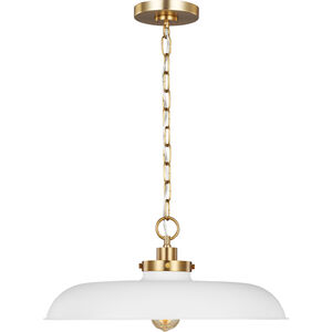 C&M by Chapman & Myers Wellfleet 1 Light 20 inch Matte White and Burnished Brass Pendant Ceiling Light in Matte White / Burnished Brass