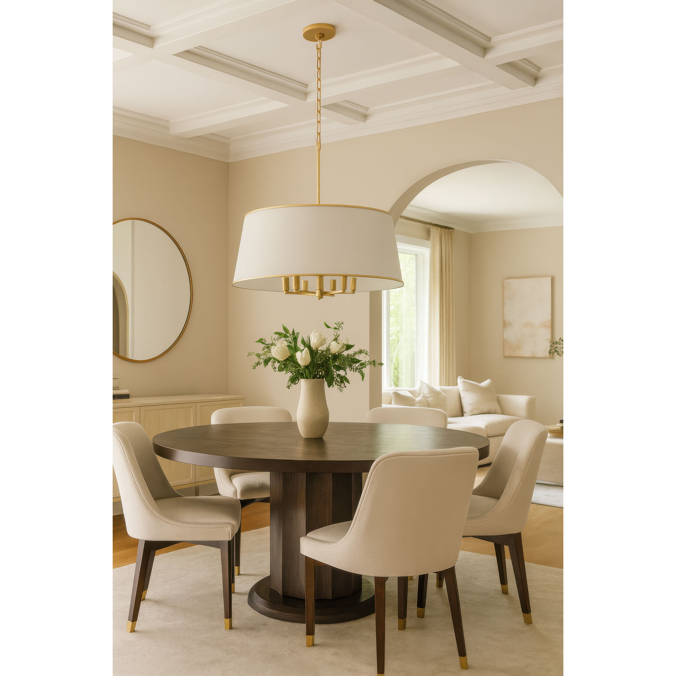 Coco 6 Light 24 inch Matte White/French Gold Pendant Ceiling Light