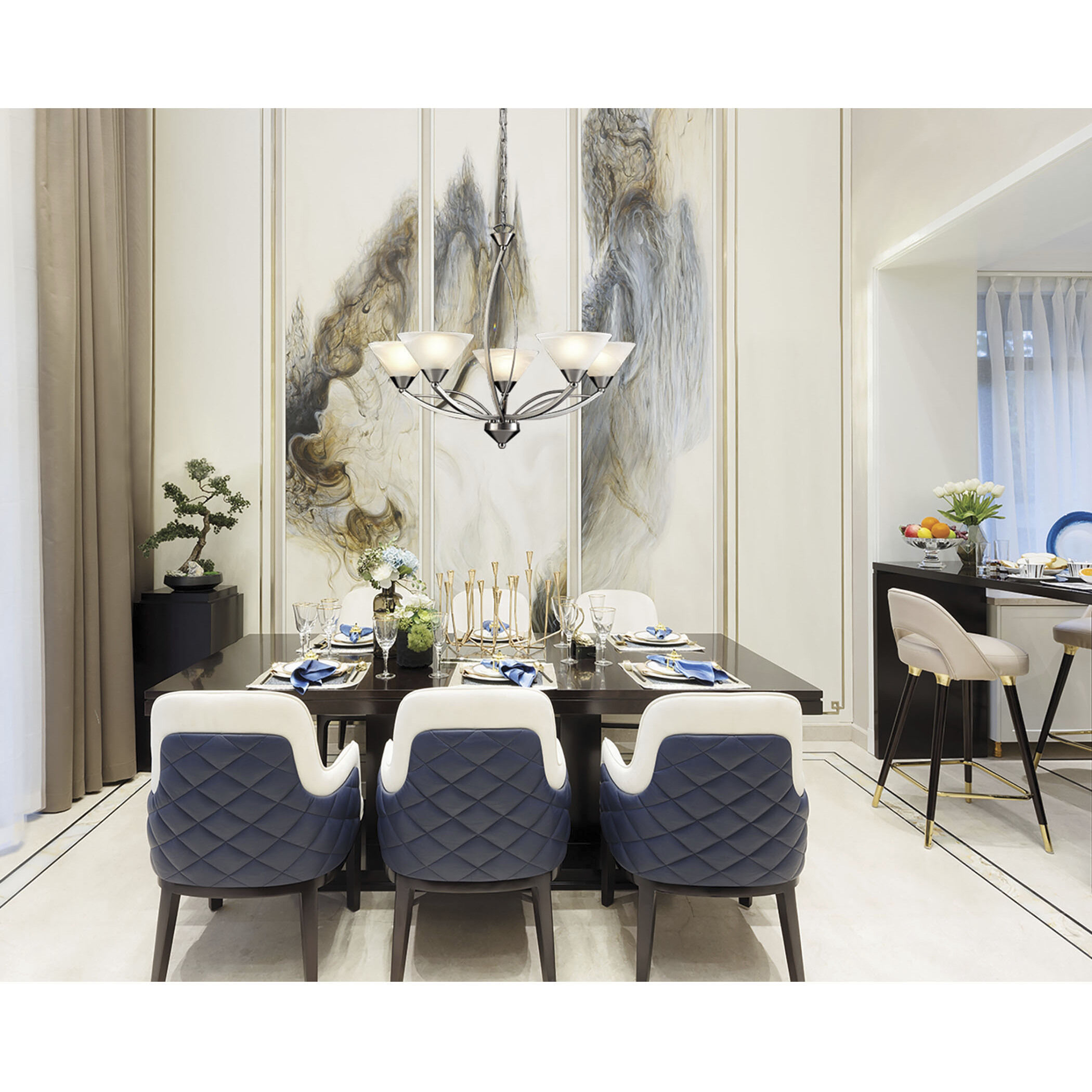 Elysburg 5 Light 28 inch Satin Nickel Chandelier Ceiling Light