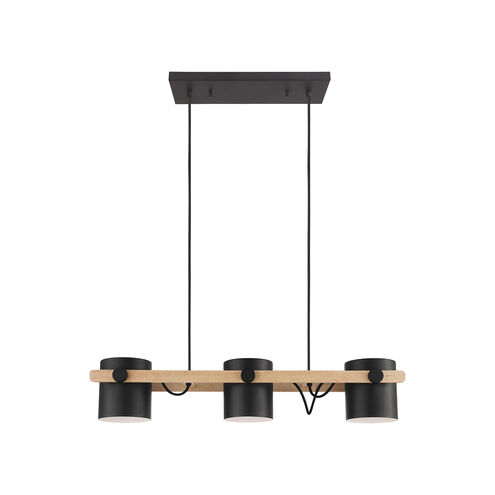 Hornwood 3 Light 33 inch Black and Natural Kitchen Island Pendant Ceiling Light 