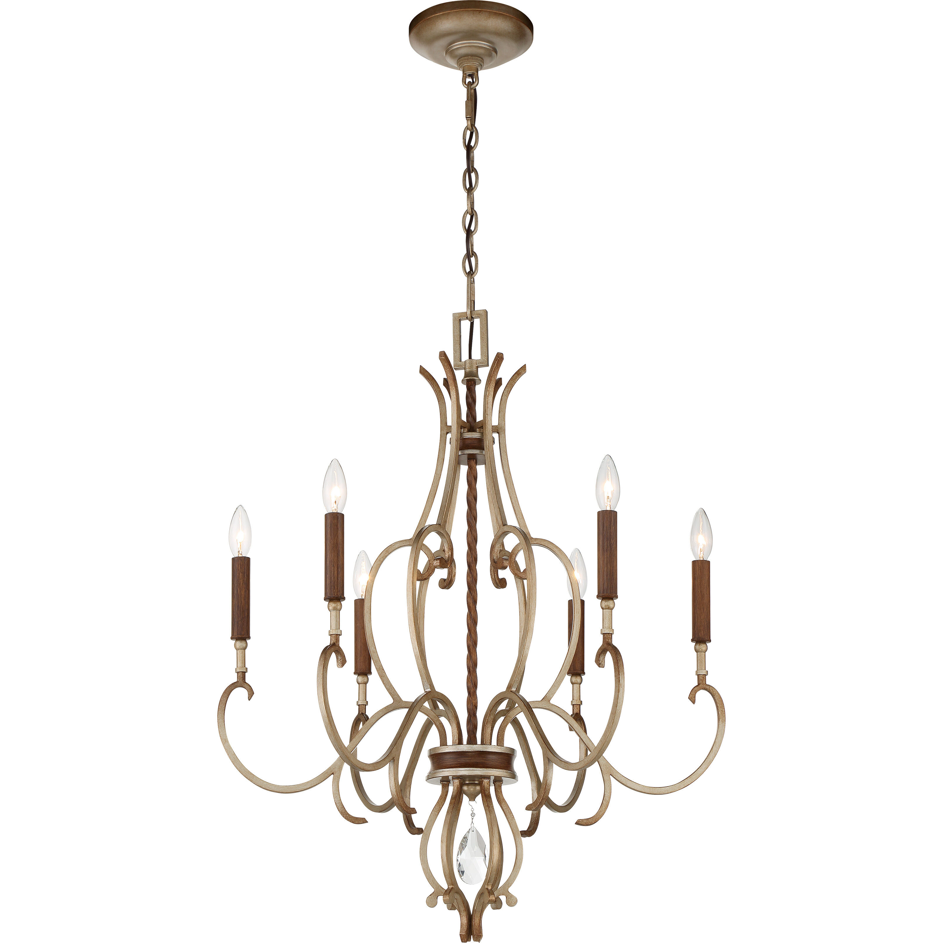 Magnolia Manor 6 Light 26.5 inch Pale Gold with Distressed Bronze Chandelier Ceiling Light