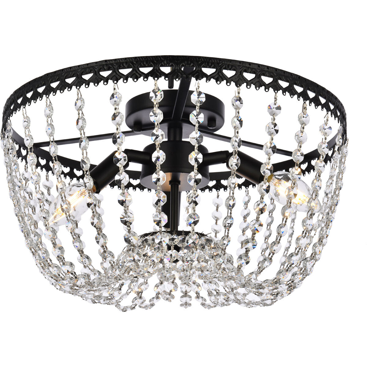 Kylie 3 Light 16 inch Black Flush Mount Ceiling Light