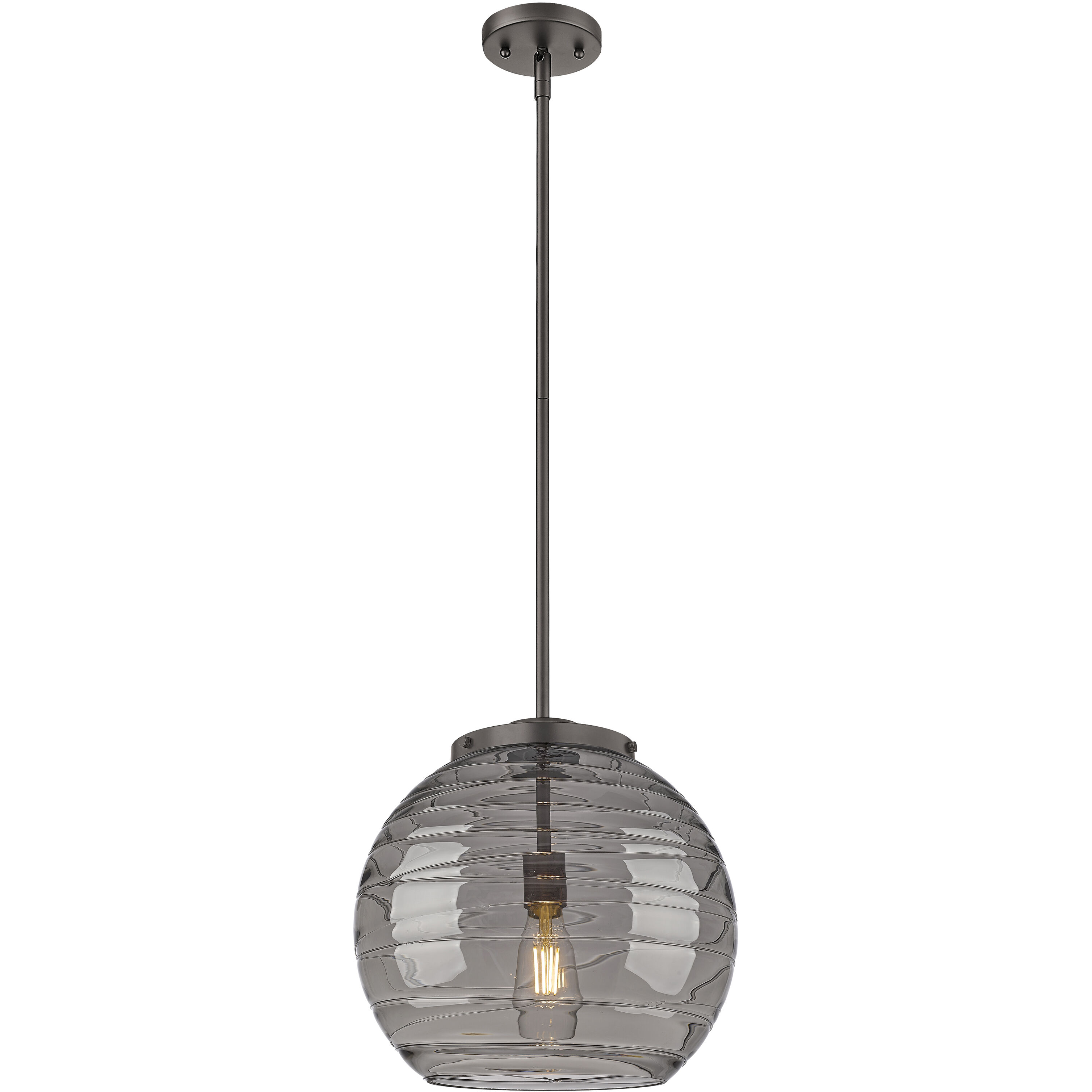 Franklin Restoration Athens Deco Swirl 1 Light 13.75 inch Oil Rubbed Bronze Stem Hung Pendant Ceiling Light