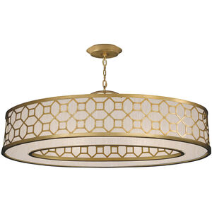 Allegretto 6 Light 45 inch Gold Leaf Pendant Ceiling Light in Champagne Fabric