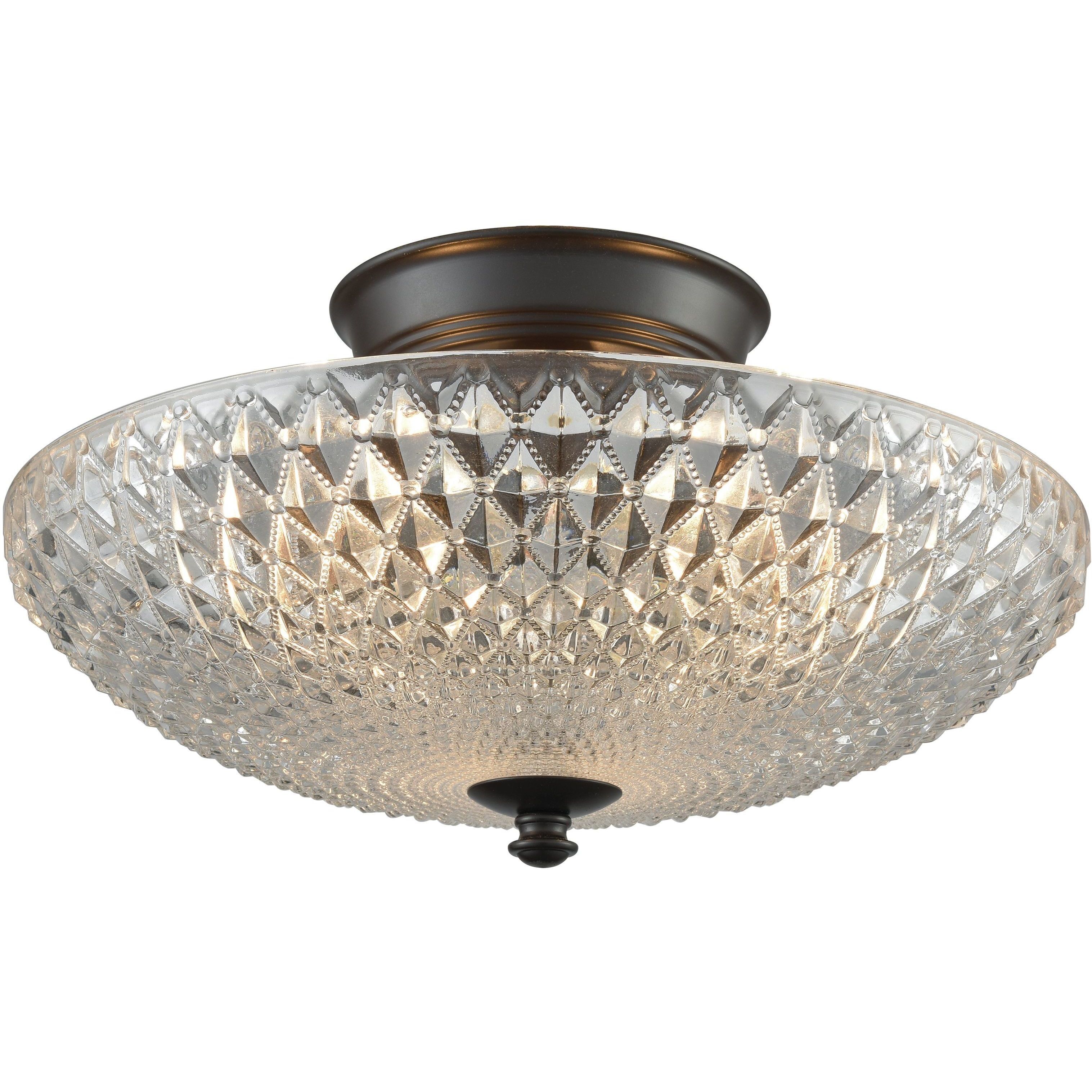 Sweetwater 3 Light 14 inch Oil Rubbed Bronze Semi Flush Mount Ceiling Light