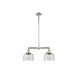 Franklin Restoration Large Bell 2 Light 21 inch Polished Nickel Chandelier Ceiling Light in Seedy Glass, Franklin Restoration