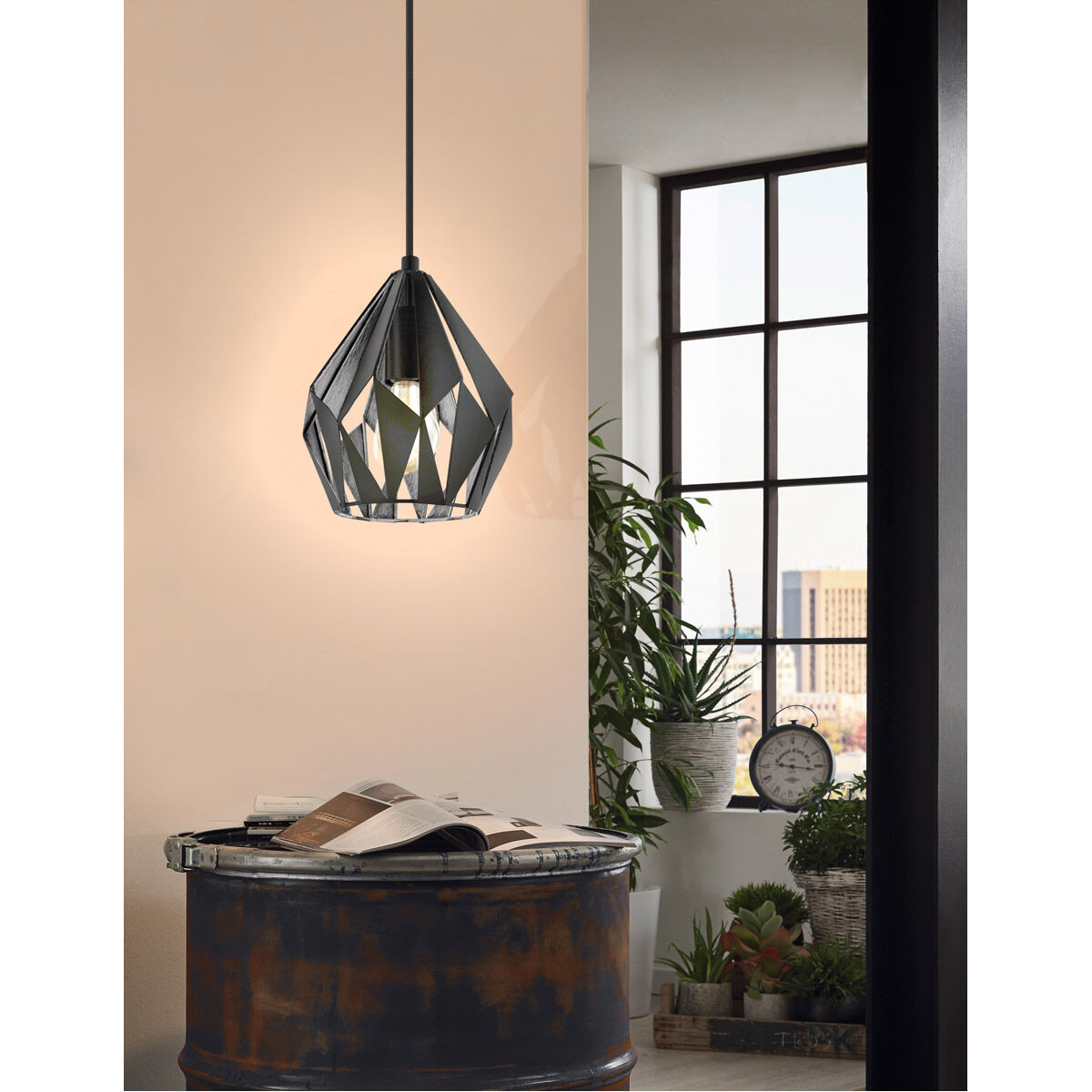 Carlton 3 1 Light 7.5 inch Black/Silver Geometric Pendant Ceiling Light