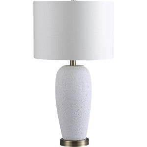 Nissa 25.5 inch 100 watt White and Antique Brass Table Lamp Portable Light