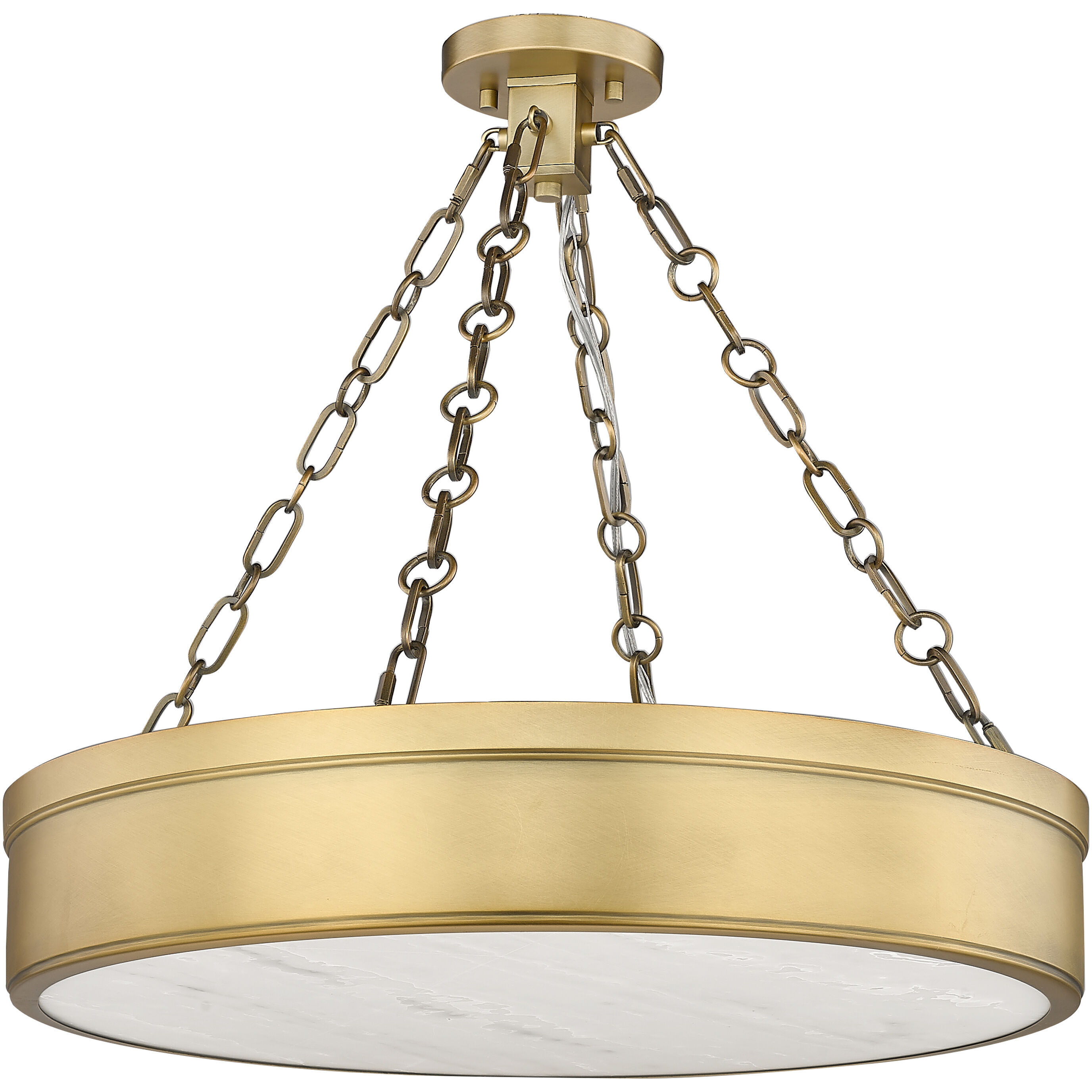 Anders LED 22 inch Rubbed Brass Semi Flush Mount Ceiling Light