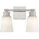 Contemporary 2 Light 14 inch Brushed Nickel Bathroom Vanity Light Wall Light