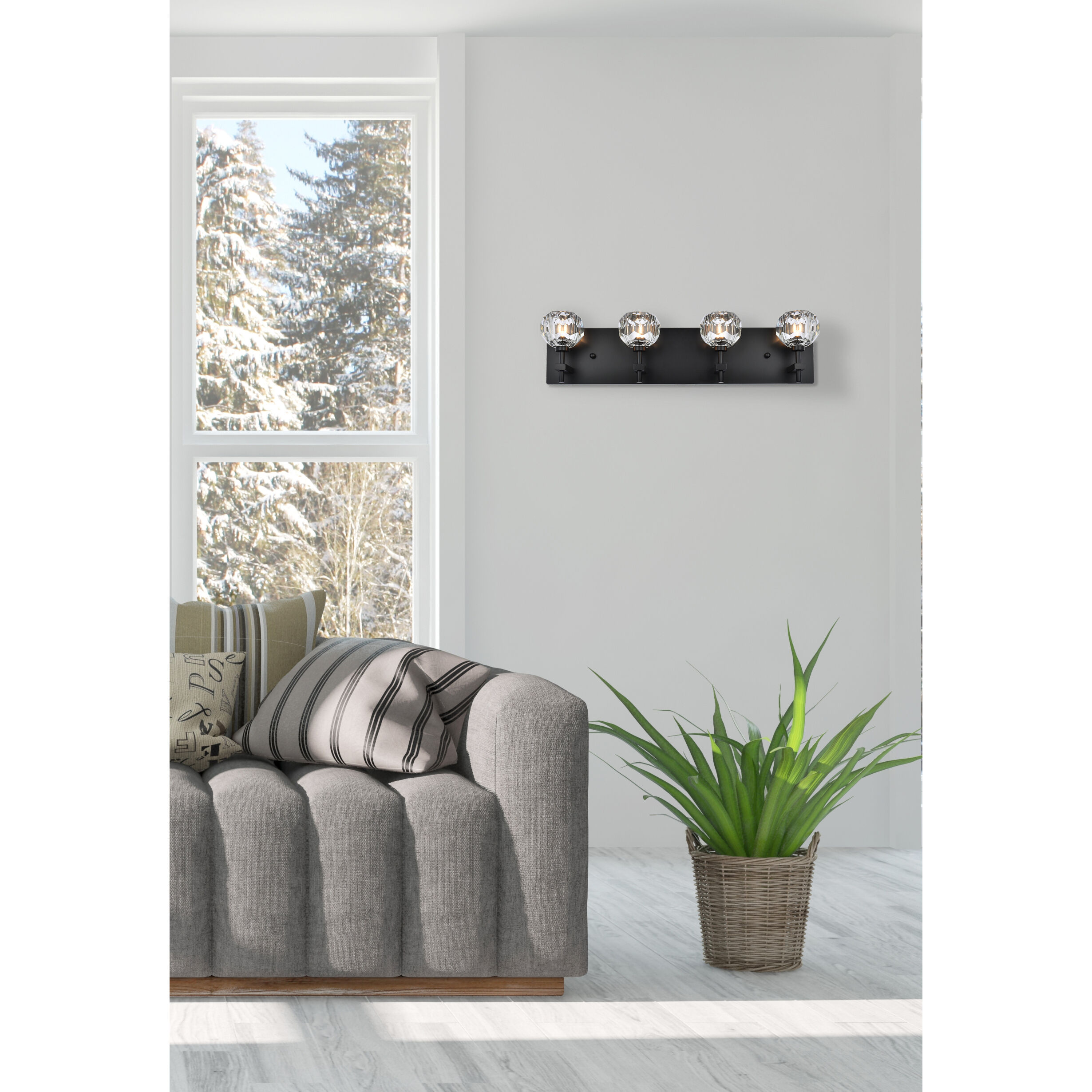 Graham 4 Light 25 inch Black Wall Sconce Wall Light