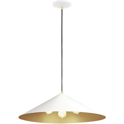Conos Family 3 Light 24 inch Matte White with Champagne Gold Interior Pendant Ceiling Light