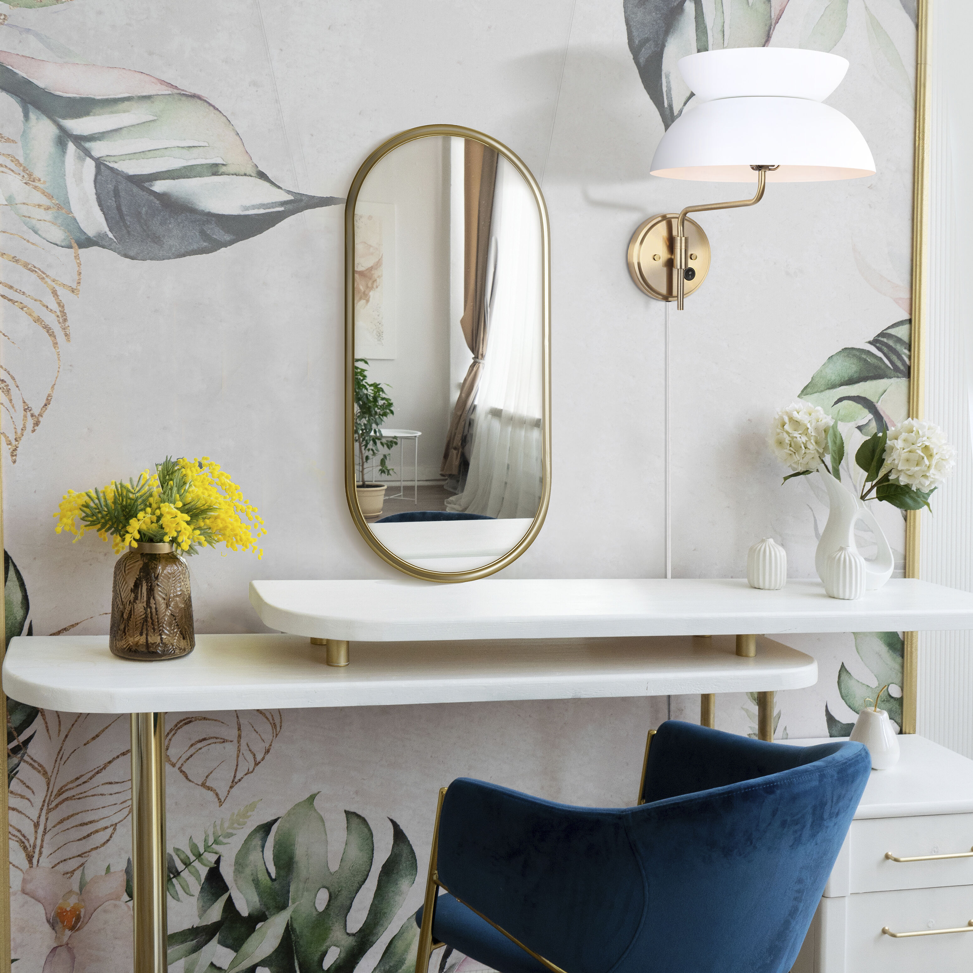 Mila 1 Light 13 inch Gold/Matte White Wall Fixture Wall Light