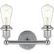 Edison Fenton 2 Light 16 inch Polished Chrome Bath Vanity Light Wall Light in Plated Smoke Glass