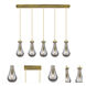 Owego 5 Light 36.88 inch Brushed Brass Linear Pendant Ceiling Light in Light Smoke Glass