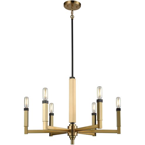Mandeville 6 Light 23 inch Satin Brass with Oil Rubbed Bronze Chandelier Ceiling Light