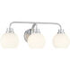 Contemporary 3 Light 24 inch Chrome Bathroom Vanity Light Wall Light